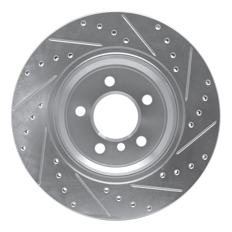 BMW X5 Brake Rotor (1) - Rear Left - R1 Concepts - Drilled & Slotted - Silver - `02-`06